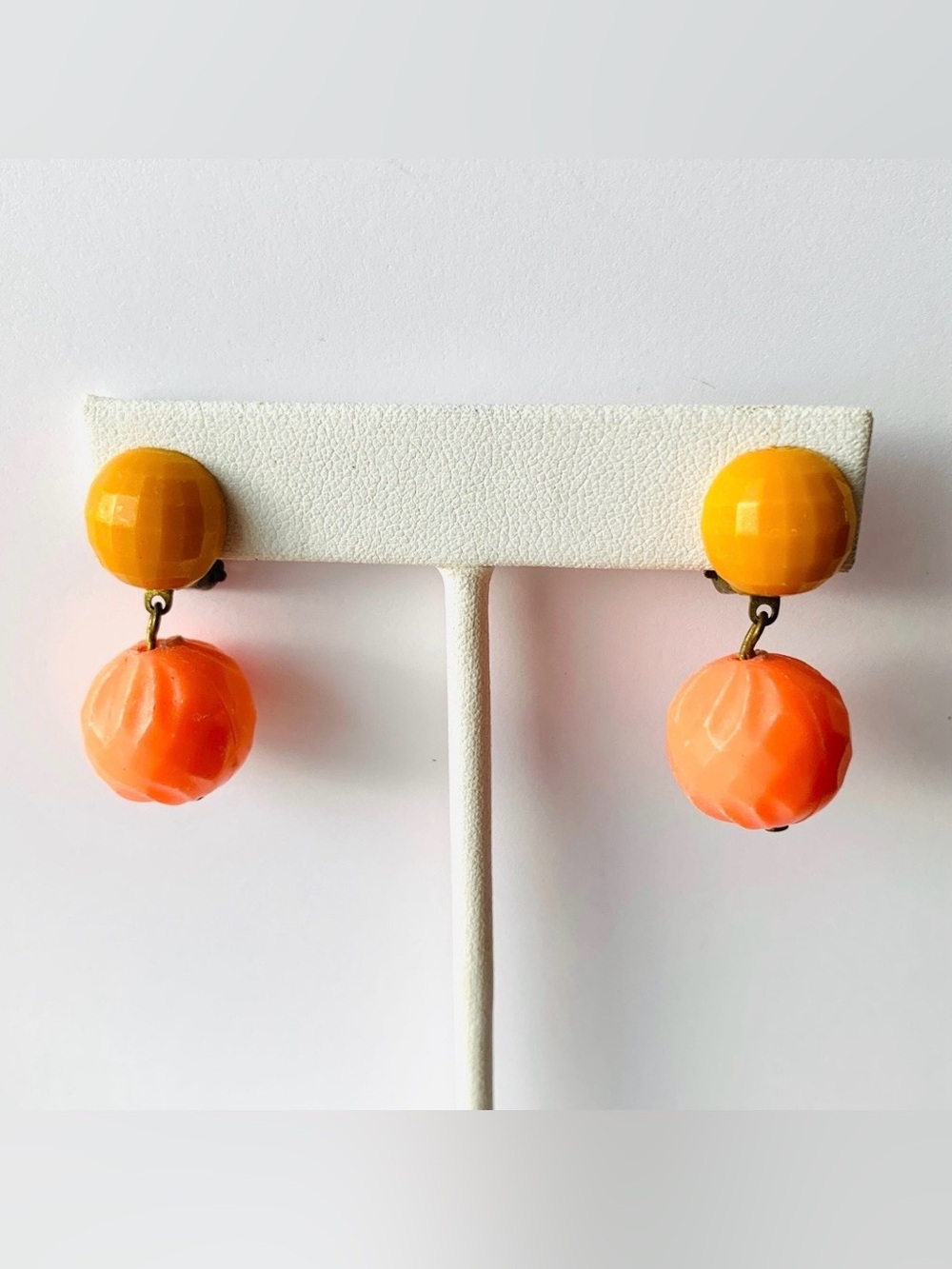 Vintage Retro Two-Tone Orange Drop Earrings
